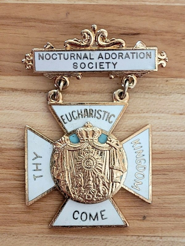 Antique Nocturnal Adoration Society - Enamel/Metal Pinback Badge/Pin