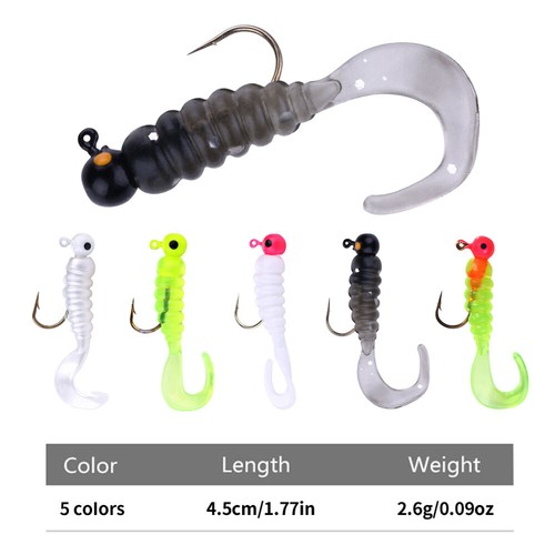 7pcs/pack Soft Plastic Grubs Swimbait Jig Head Hook Worm Lure Fishing Tackle - Picture 3 of 14