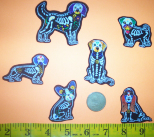 Nouveau tissu à repasser Sugar Skull Dogs applique fer à repasser - Photo 1 sur 1