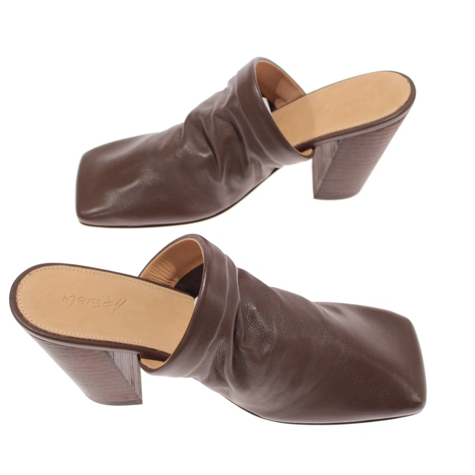 Tacones Marsell NWB punta cuadrada talla 37 7 EE. UU. en marrón liso Foto 3 de 4