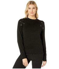 Michael Kors Womens Black Crew Pullover Sweater Top SIZE P