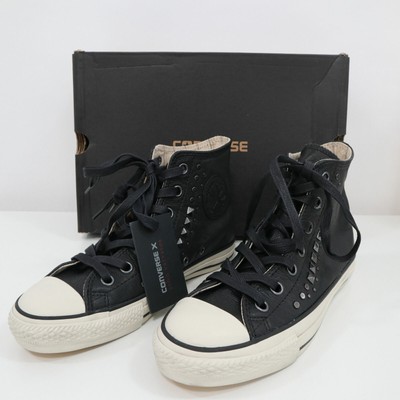 black leather studded converse