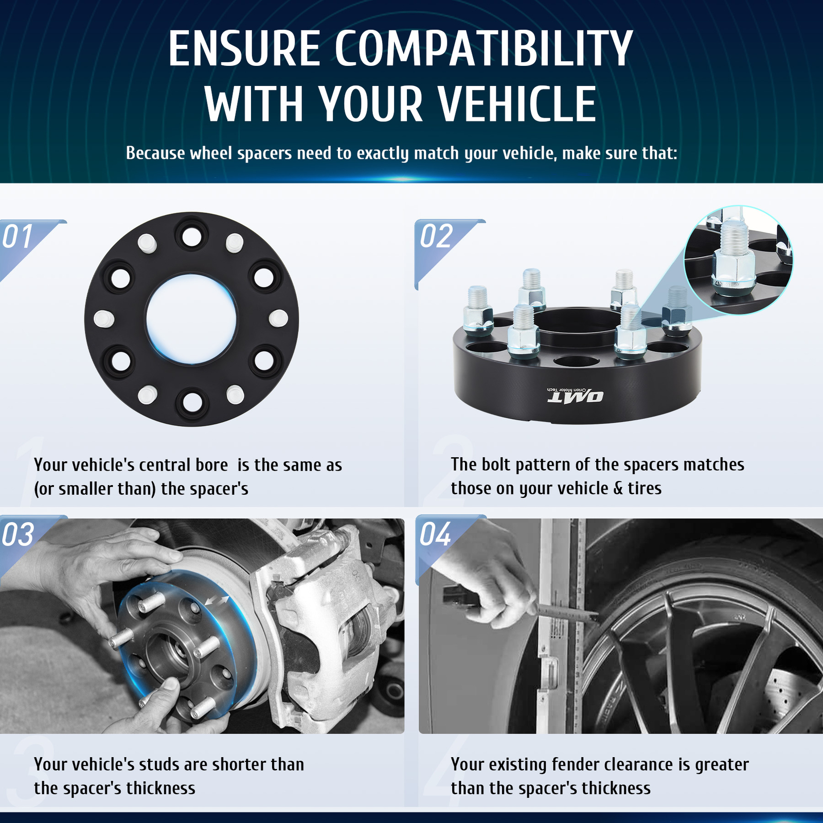 OMT 4PCS 1.5" Thick  6x5.5 Wheel Spacers For Chevy Silverado GMC Sierra 1500