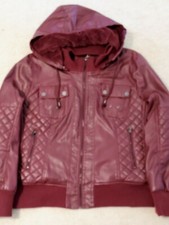 Gi Sono By Cavalini Women's Faux Leather Hooded Fleece Lined Jacket Sz 3x Great!