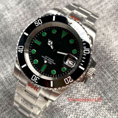 40mm PT5000 NH35A Automatic Men Watch Sapphire Sterile Black Dial Green Markers
