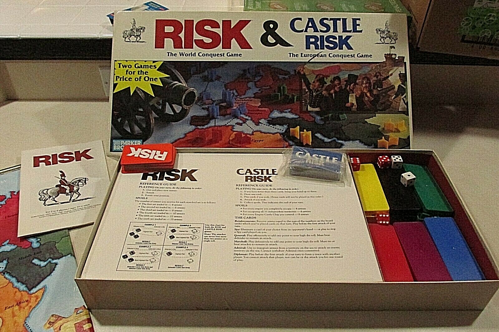 Risk & Castle Risk Game Two in One Complete World European Parker ...