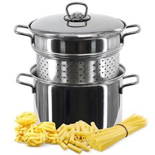 Stainless Steel Spaghetti Pasta Pot Pan Set Stockpot Strainer Induction Base
