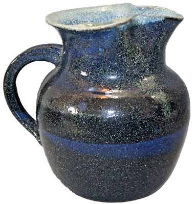 HARTSVILLE SQUARE POTTERY Blue Glaze Studio Art Ceramic Pitcher 6.5'' VTG