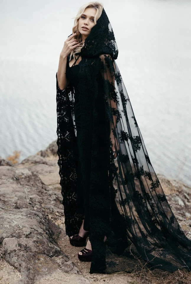 Capa de renda nupcial gótica - Wicked - Witch - Vampire Ball - Gravata preta - Imagem 4 de 4