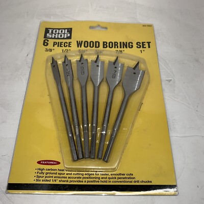 TOOL SHOP 6 PIECE WOOD BORING SET- NEW