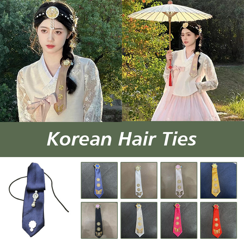 Classical Traditional Korean Court Hanbok Ribbon Hairpin Headwear - Main Image