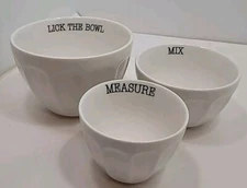 Home Essentials White Nesting Bowl Set 3"-4" Tall 4"-6" Diameter 