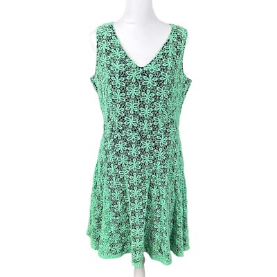 cynthia rowley green lace dress 10 Floral Crochet Overlay V-Neck Sleeveless A-Line White Veil