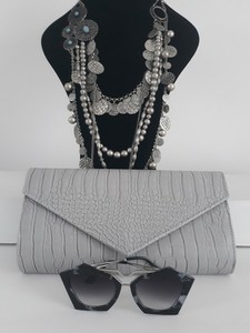 grey snakeskin clutch