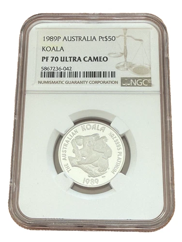 Australia 1989P Platinum 1/2 oz $50 NGC PF70UC Koala