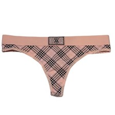 NWT VICTORIA'S SECRET Thong Pantie Sz S-M-L-XL Pink Black Plaid Bling Jersey