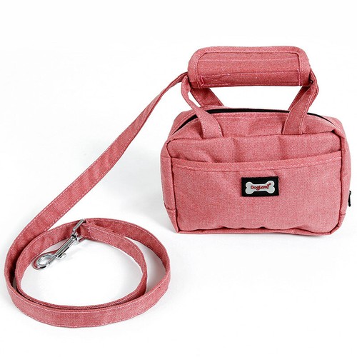 Dog Purse Leash Bag with Poop Bag Dispenser Front Pocket and Center Zipper Pocke - Imagen 6 de 11
