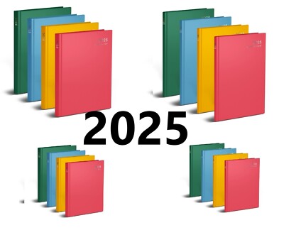 Letztes Jahr 2025 Tagebuch A4, A5, Tag für Seite, Woche zur Ansicht Hardcover 4 trendige Farben
