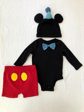 Disney MICKEY MOUSE Party/Halloween Outfit Costume HAT Bodysuit SHORT Baby 18 MO