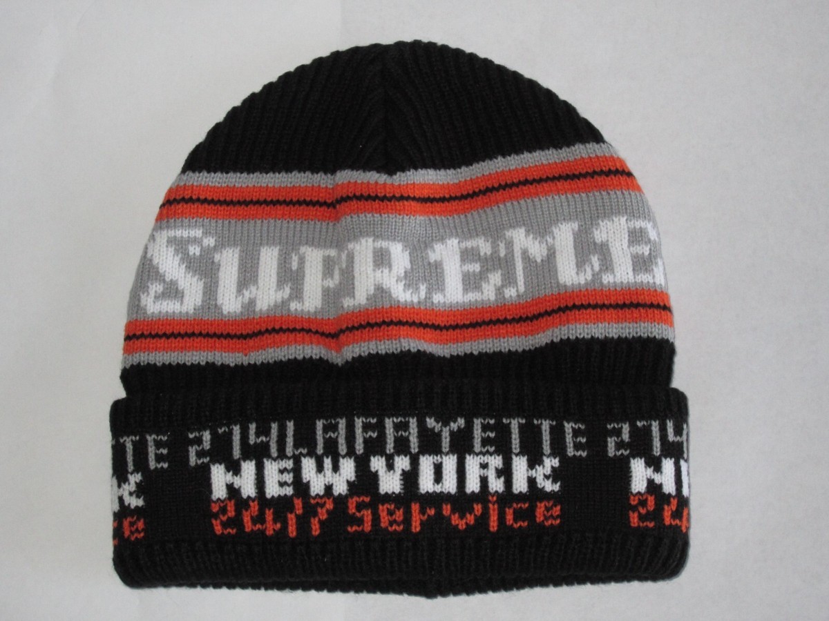 Supreme New York 24/7 Service Beanie Black Winter Hat Cap NEW! F/W