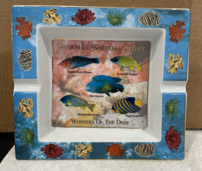 RED SEA FISH NEAR SHARM EL SHEIKH, EGYPT SQUARE ASHTRAY BY FATHI MAHMOUD EGYPT