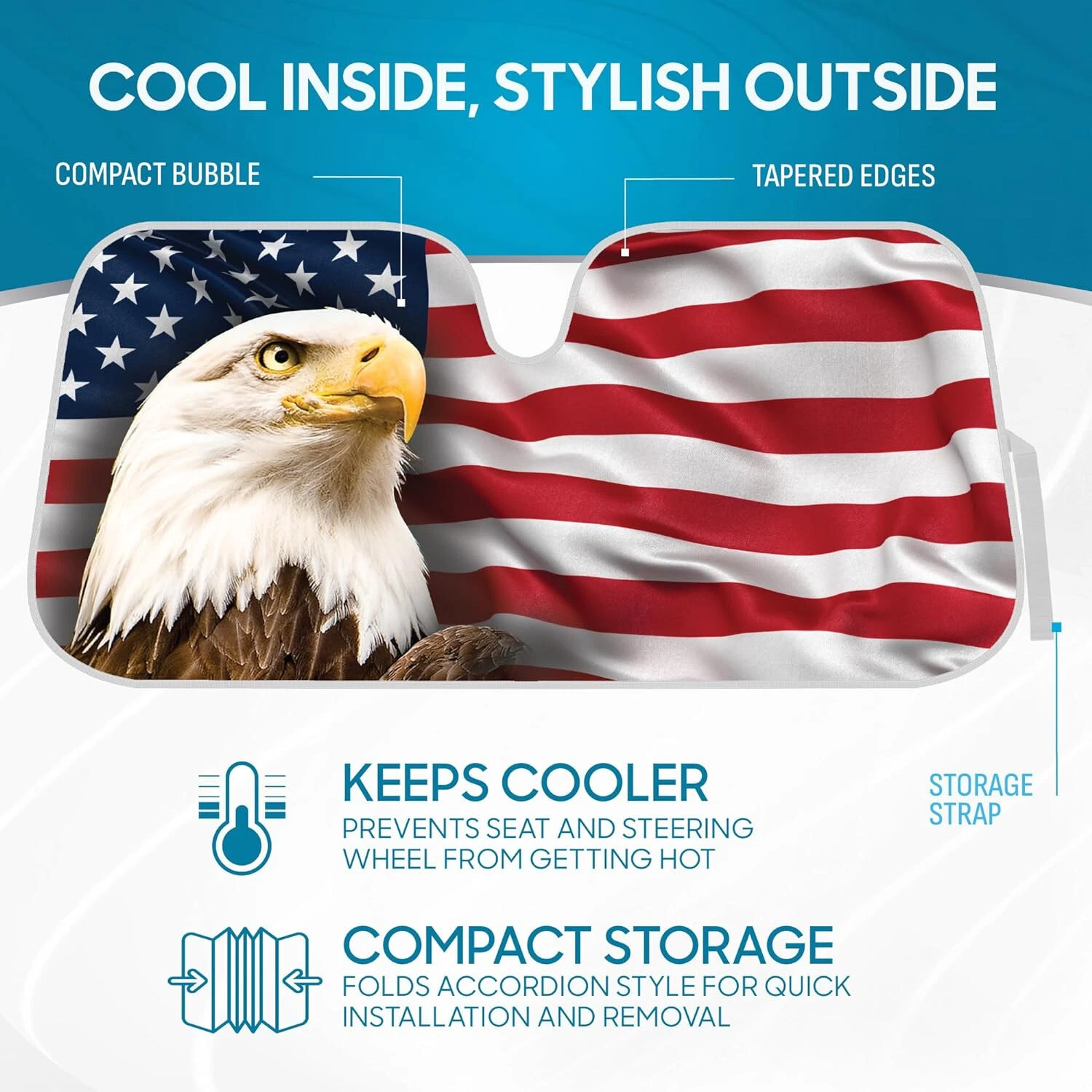 For KIA New New Large 57x27 Eagle Car Foldable Window Windshield Sun Shade Set