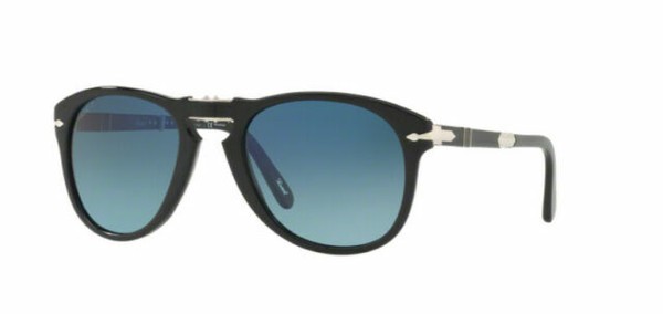 Persol 714SM Steve McQueen 54-21-140 Occhiali da Sole Avvolgenti Neri con  Lenti Blu Sfumate Polarizzate | Acquisti Online su eBay