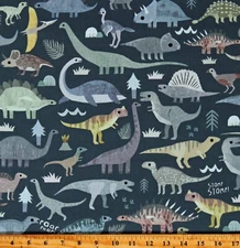 Cotton Dinosaurs Dinos Roar D is for Dinosaur Fabric Print by the Yard D694.72