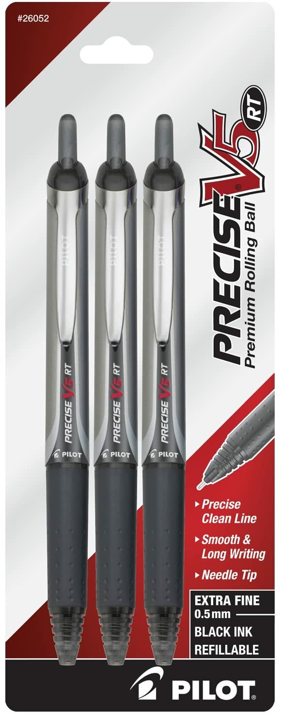 Precise V5 RT Refillable & Retractable Liquid Ink Rolling Ball Pens, Extra Fine