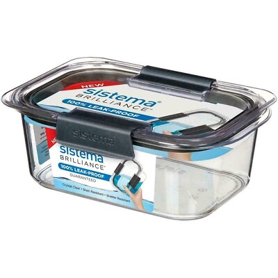 2 x Sistema Brilliance 920ml Lebensmittelbehälter 100% Auslaufsicher - Mikrowellengeeignet/Deckel