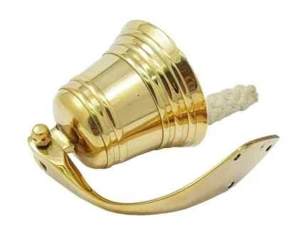 4" Bell Brass Hanging Wall Ship Nautical Décor Door Home Anchor Vintage Marine - Image 1 of 4