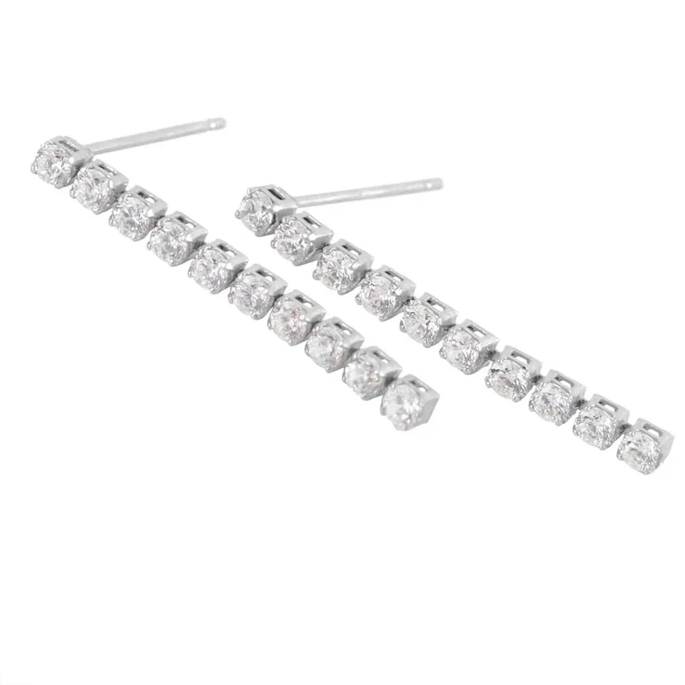 Orecchini Pendenti Tennis Zirconi Stroili Oro Bianco 9 carati 375% cod1 419010 - Immagine 3 di 4