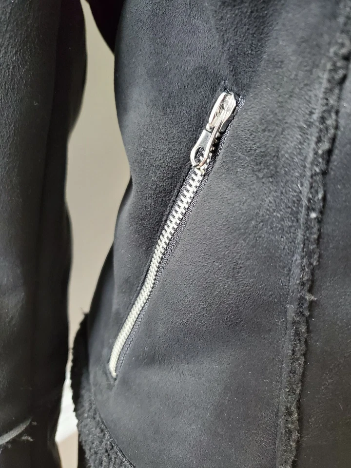 Chaqueta informal Coffee Shop para mujer negra 100 % poliéster manga larga cremallera completa S Foto 3 de 4