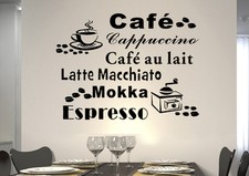 WandTattoo Wandaufkleb WandSpruch CAFE COFFEE KAFFEE bohnen Mühle KÜCHE KF05