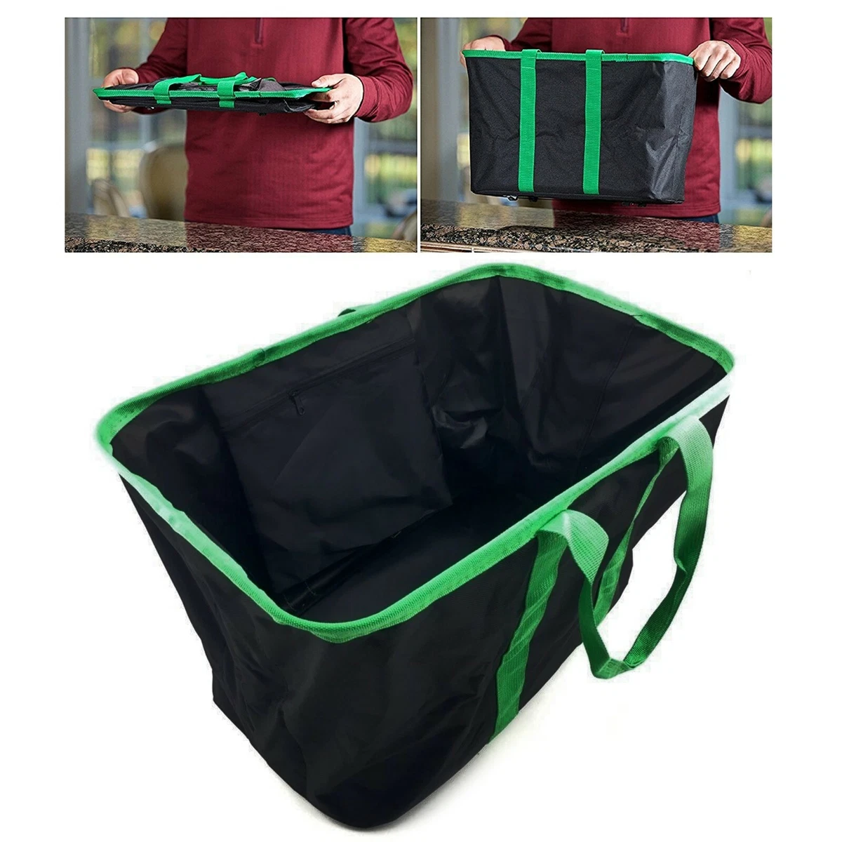 Borsa Della Spesa Riutilizzabile - Motivo Natalizio (Albero E Bastoncini Di Zucchero), Impermeabile E Pieghevole
