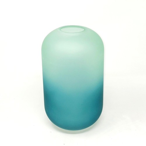 Vaso In Vetro GIGI Con Gradiente Blu Verde H. 21,4cm D. 12,6cm - Foto 2 di 8