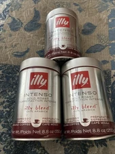 3x-illy Intenso Bold Roast Espresso Ground Coffee - Lot Of 3-8.8oz Cans- 02/2027