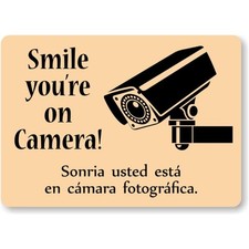 CCTV Aluminum Sign Bilingual Weatherproof Outdoor Security Warning Plaque