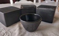 Japanese Cast Iron Enamel Sake Cups Set Of 4 Black