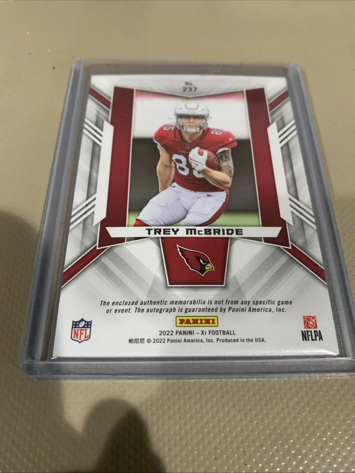 2022 Panini XR - Rookie Triple Swatch Autographs Trey McBride #237 /199 AU MEM - Image 2 of 2