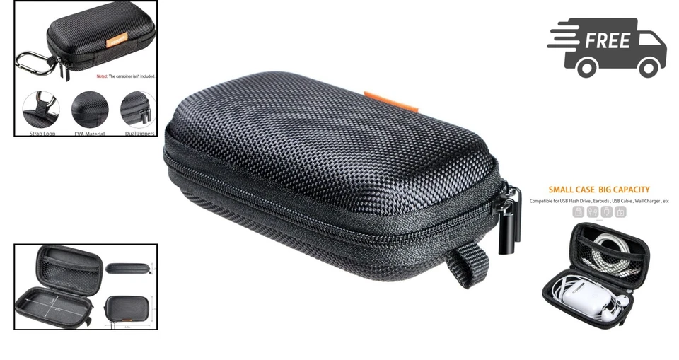 Hard EVA Case Earphone Storage Box Small Zipper Pouch for Earbuds USB Keys - Image 2 of 4