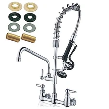 Commercial Faucet with Sprayer - 25IN Height Faucet with 12" Spout and 20" Hose