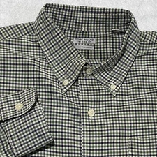 Oobe Brand Button Down Shirt Men’s Large Navy Blue Green Long Sleeve