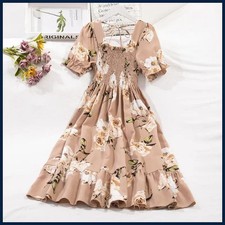 Spring Summer Chiffon Dresses Fashion Female Elastic Waist Short Sleeve Pleated