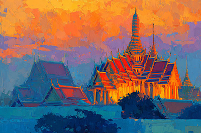 Grand Palace Bangkok 36x24 Giclée Art Print Ltd 1/25 Signed COA Rombley H5