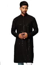 VASTRAMAY Men's Rayon Cotton Kurta, This Luxury Traditional Indian Schiffli E...