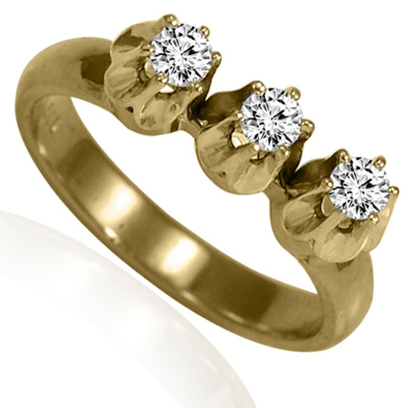 10k Solid Yellow Gold Genuine Lab Grown Diamond Ring 4 to 9
