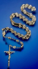 Vintage Catholic Faceted Crystal Rosary, Silver Tone Crucifix, Italy