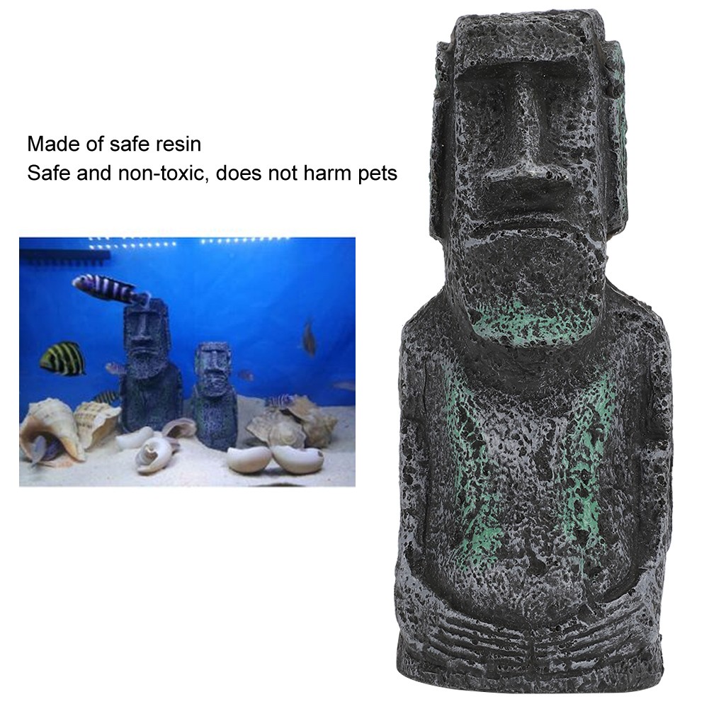 Aquarium Decoration Easter Island Imitation Stone Statue Resin Ancient Roman Tpg