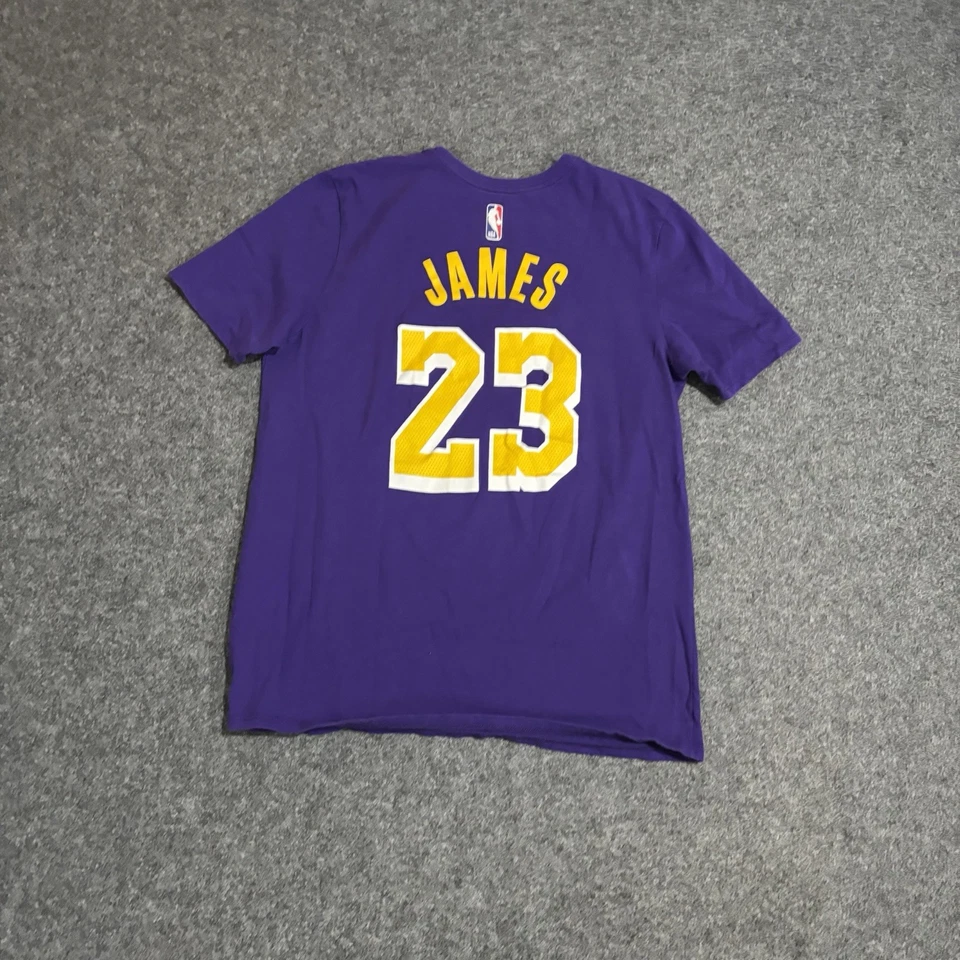 Camisa Nike Los Angeles Lakers Para Hombre Grande Lebron James Púrpura Manga Corta Foto 2 de 4